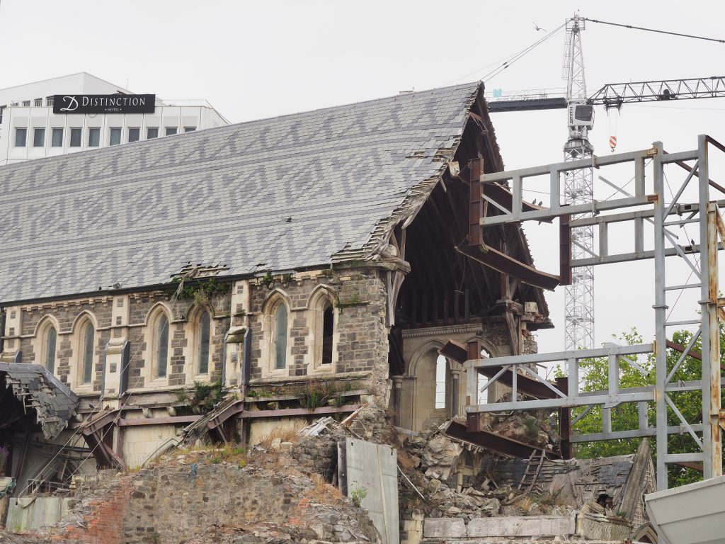 Die zerstörte Kathedrale von Christchurch.